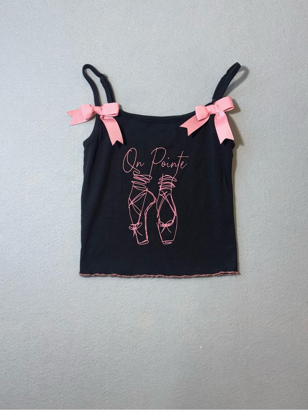 Nikxie "On Pointe" Ballet Bow Graphic Cami Top Black Pink - Medium
